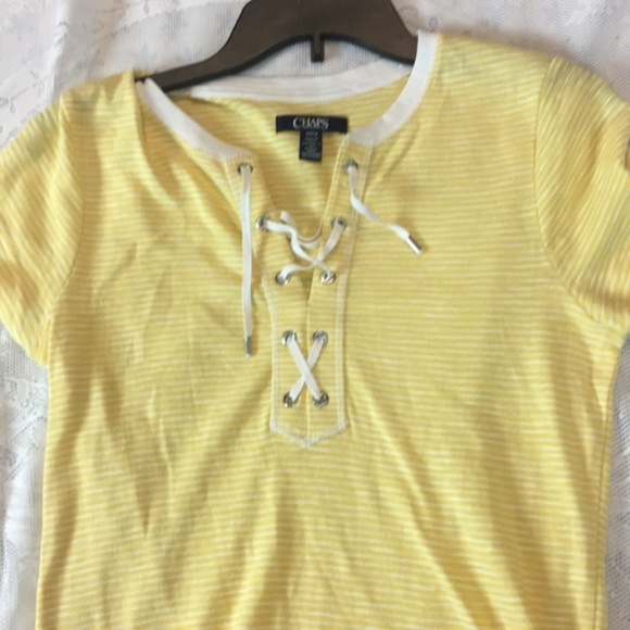 Adorable yellow Chaps shirt with laced up front- New - Picture 7 of 8